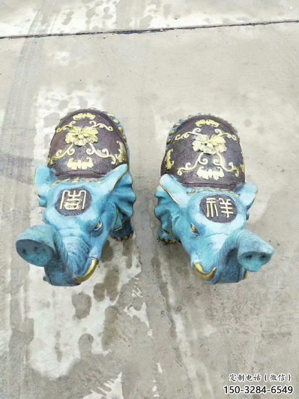 金属大象景观雕塑批发，街头艺术，彩绘大象雕塑展品