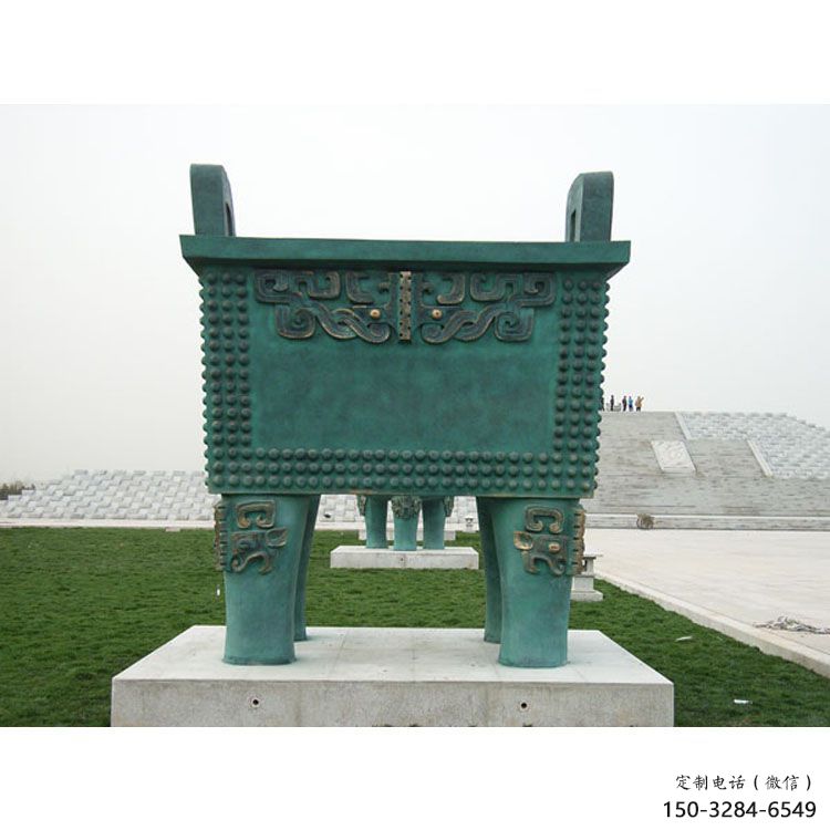 青铜雕塑仿古方鼎 青铜雕塑仿古方鼎