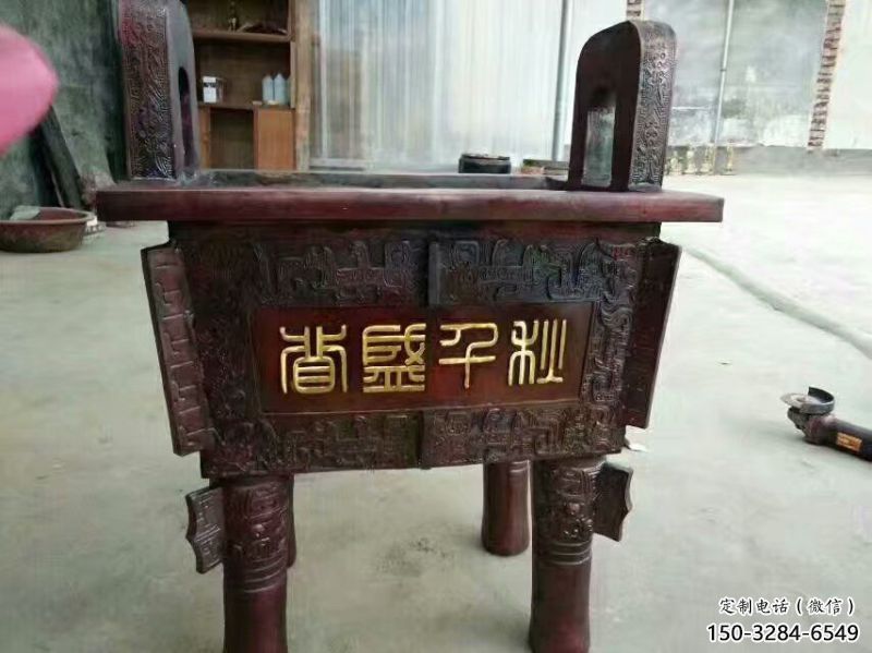 古铜色鼎盛千秋青铜鼎雕塑 古铜色鼎盛千秋青铜鼎雕塑