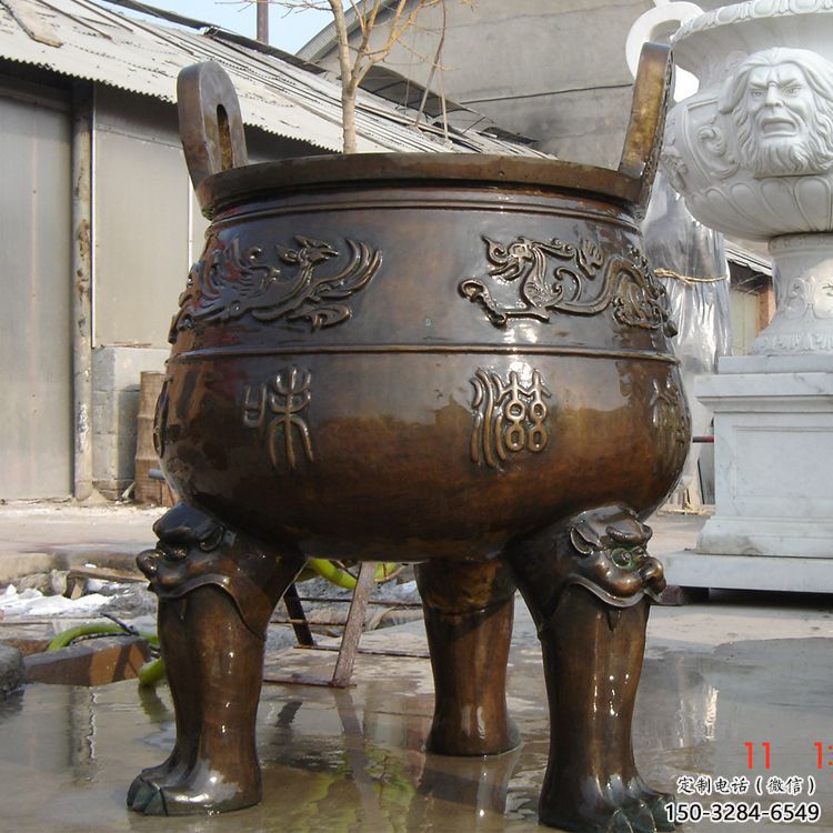 仿古圆鼎铜雕制作 仿古圆鼎铜雕制作
