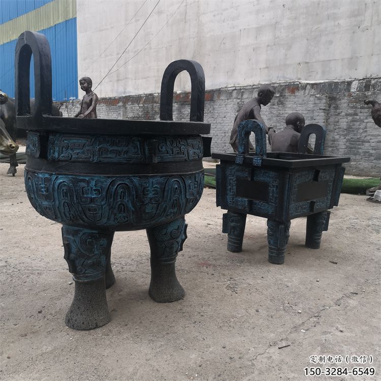圆鼎雕塑，铜器景观雕塑，铸铜工艺