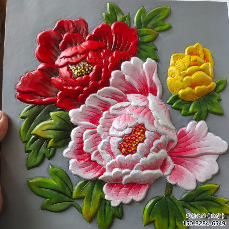 牡丹花浮雕厂家，花卉主题，铸铜花卉浮雕制作