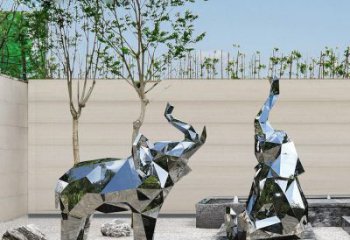 镜面大象雕塑展品，亮面效果制作，切面大象雕塑精品