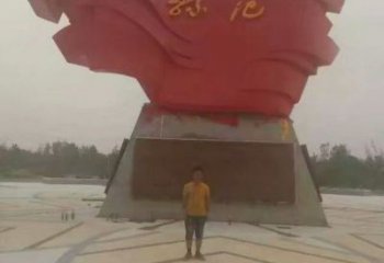 景区旗帜雕塑，户外革命雕塑，铁艺材质