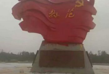 庭院旗帜雕塑，户外革命雕塑，烤漆形式