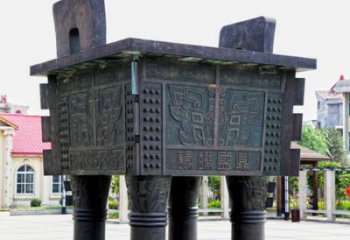 广场大克鼎雕塑，黄铜铸造