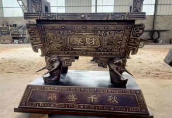 企业门口招财方鼎铜雕