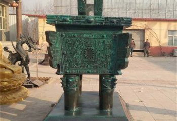 青铜仿古方鼎雕塑