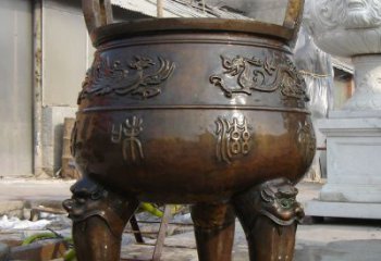 仿古圆鼎铜雕制作