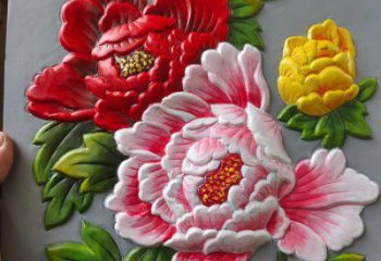 牡丹花浮雕厂家，花卉主题，铸铜花卉浮雕制作