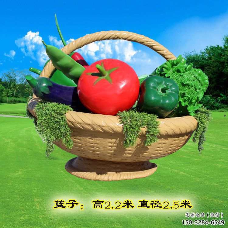 商业果篮雕塑标准，广场雕塑，玻璃钢果篮雕塑供给