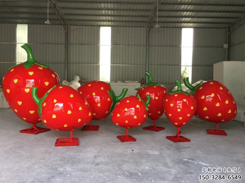 抽象果篮雕塑展品，小区雕塑，草莓果篮雕塑工程