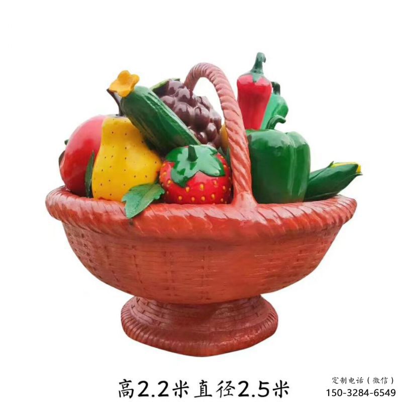 烤漆果篮雕塑制造商，室外软装，仿真果篮雕塑承接