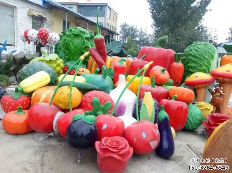 抽象果篮雕塑制造，校园雕塑，辣椒果篮雕塑展品