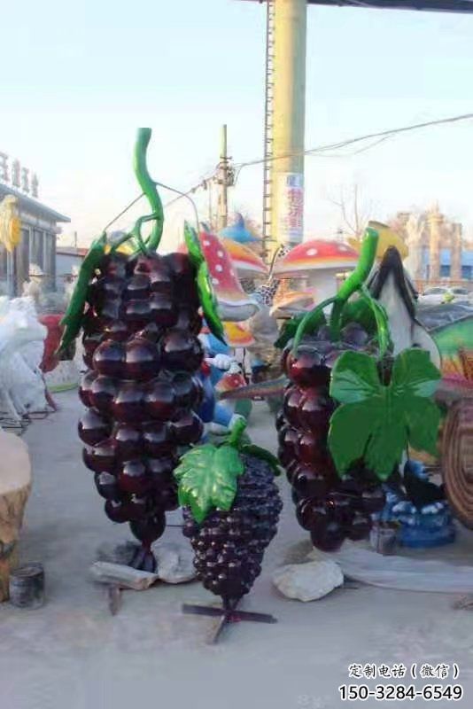 中式果篮雕塑批发，广场系列，葡萄果篮雕塑供需