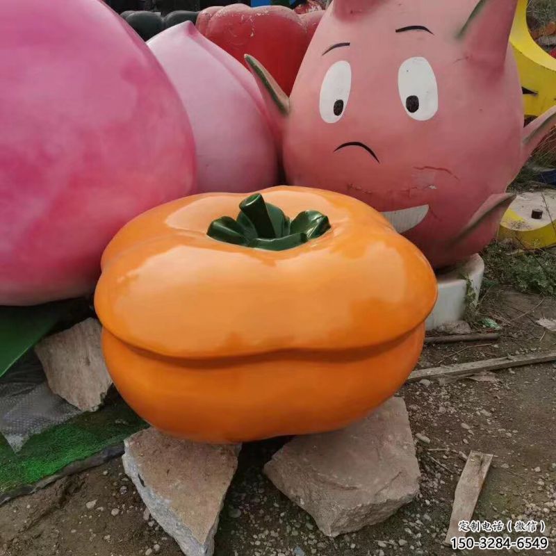 小果篮雕塑承接，景区案例，柿子果篮雕塑承接