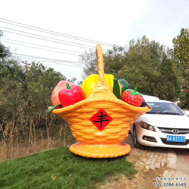广场果篮雕塑精选，室外软装，抽象水果果篮雕塑精选
