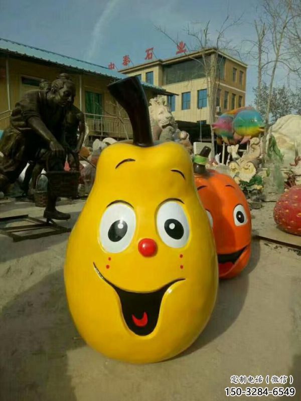 果篮雕塑定制，城市装饰，花园鸭梨果篮雕塑承接