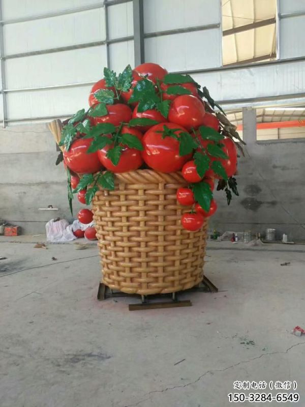 景观果篮雕塑定制，景观雕塑，鸭梨果篮雕塑展品