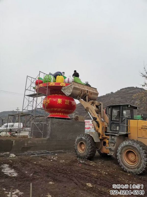 环境景观花篮雕塑批发，烤漆工艺，园林小品玻璃钢花篮雕塑承接