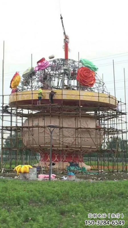 现代花篮雕塑承接，欧式风格，校园广场不锈钢花篮雕塑精选