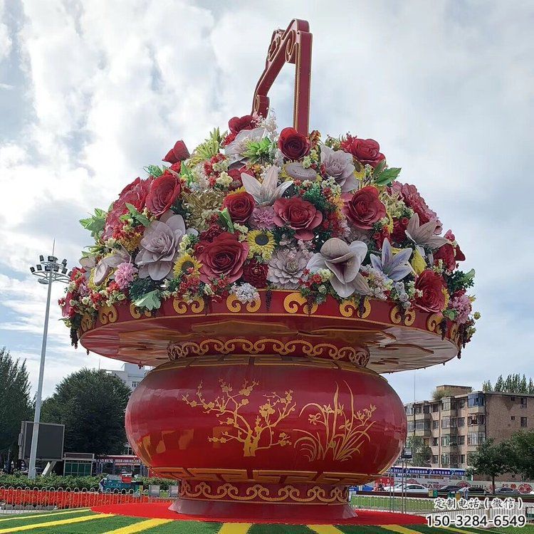 花篮雕塑制造商，城市雕塑，公园广场仿真花篮雕塑观赏型