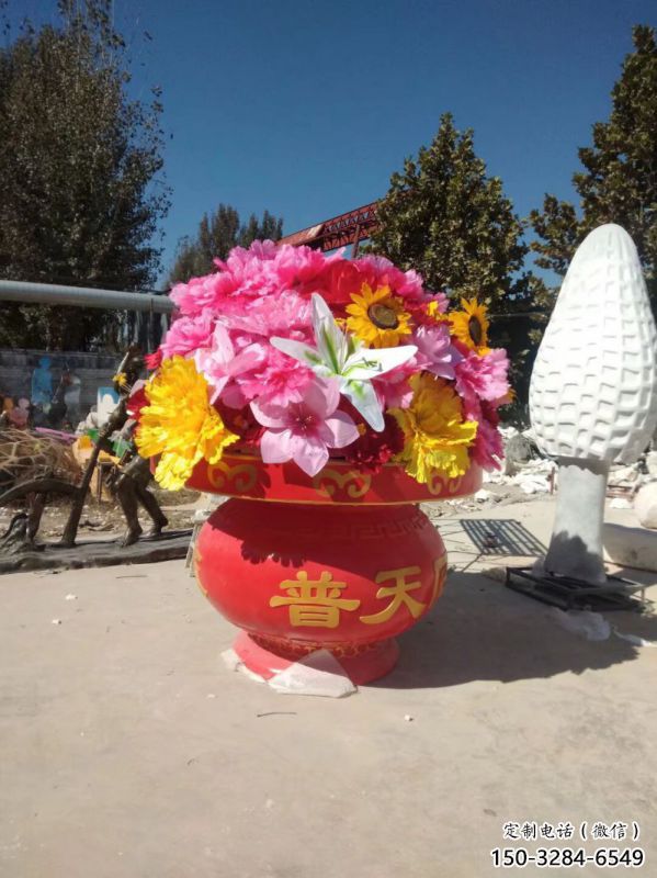 景观花篮雕塑观赏型，花朵系列，民俗花朵花篮雕塑优选