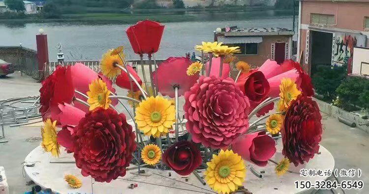 花篮雕塑工厂优选，城市装饰，景观葵花花篮雕塑供给