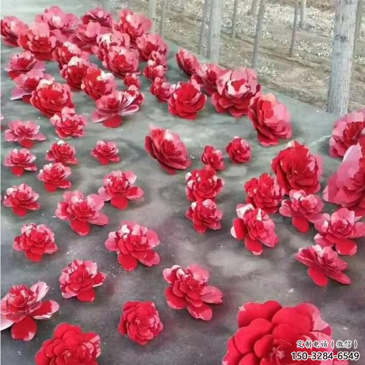 抽象花篮雕塑制造，公园雕塑，镜面玫瑰花花篮雕塑展品