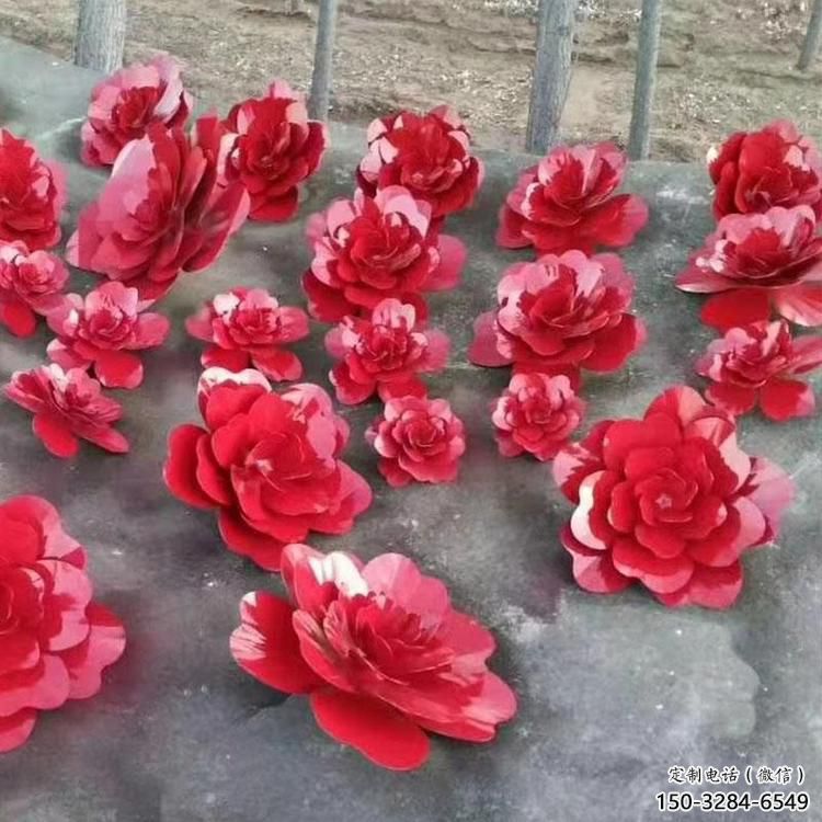 景观小品花篮雕塑供求，白钢构件，彩色玫瑰花花篮雕塑观赏型