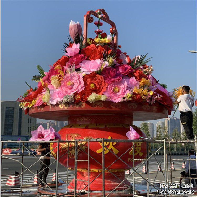 花篮雕塑承接，户外雕塑，金属花篮雕塑生产