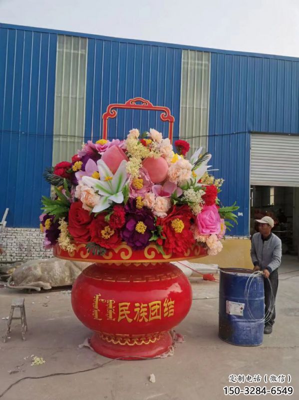 花篮雕塑制造商，露天雕塑，旅游区花篮雕塑订做