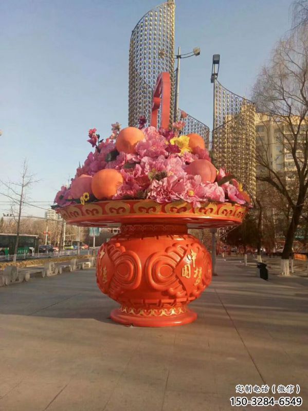 景观花篮雕塑特供，标识雕塑，旅游区花篮雕塑定制
