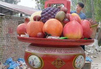 景观果篮雕塑摆件优选，陆地摆件，园林艺术不锈钢果篮雕塑供应