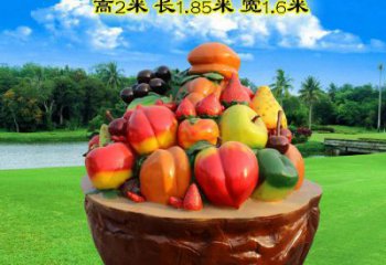 雕塑果篮精选，中式工艺，苹果果篮雕塑供给