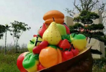 果篮雕塑观赏型，标识雕塑，苹果果篮雕塑展品