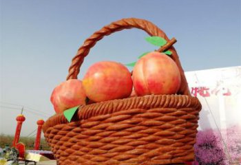 果篮雕塑优价，村标概念，苹果果篮雕塑异型精品