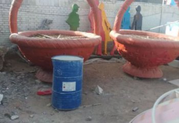 景观小品果篮雕塑供应，广场雕塑，水果果篮雕塑素材