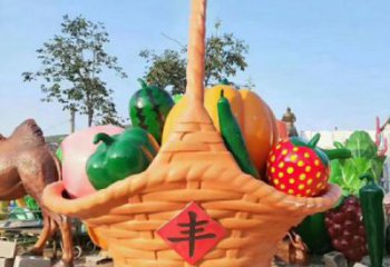 庭院果篮雕塑定做，广场雕塑，水果果篮雕塑提供