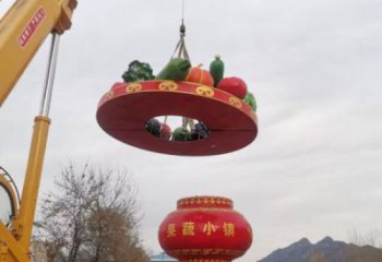 彩绘景观花篮雕塑通用，花园小品，广场玻璃钢花篮雕塑优价