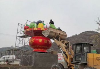 环境景观花篮雕塑批发，烤漆工艺，园林小品玻璃钢花篮雕塑承接