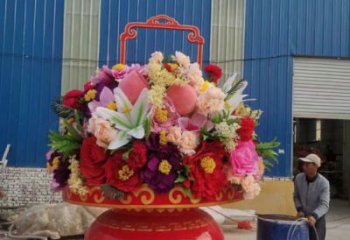 景观花篮雕塑造型供需，广场雕塑，城市广场玻璃钢花篮雕塑选用