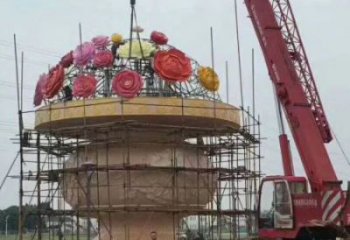 景观花篮雕塑承接，城市装饰，大型不锈钢花篮雕塑公司生产商