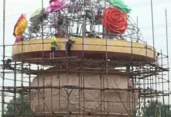 现代花篮雕塑承接，欧式风格，校园广场不锈钢花篮雕塑精选