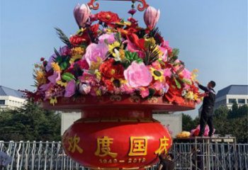 园林景观小品花篮雕塑生产，水景雕塑，各类广场花篮雕塑定制