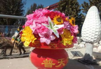 酒店花篮雕塑定价，景观雕塑，园林花卉花篮雕塑摆件批发