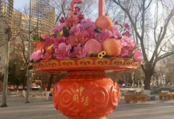 企业标志花篮雕塑精选，多彩艺术，花卉花篮雕塑生产优价