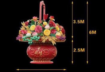 雕塑花篮景观制造，街景小品，景观装饰铁艺花篮雕塑优价