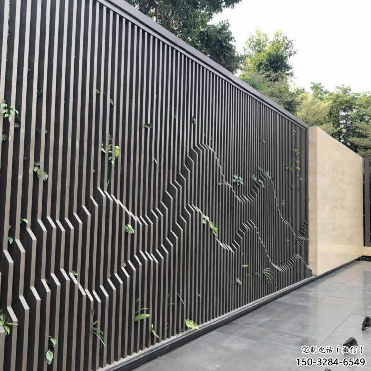 镂空景墙雕塑，拉丝工艺不锈钢雕塑