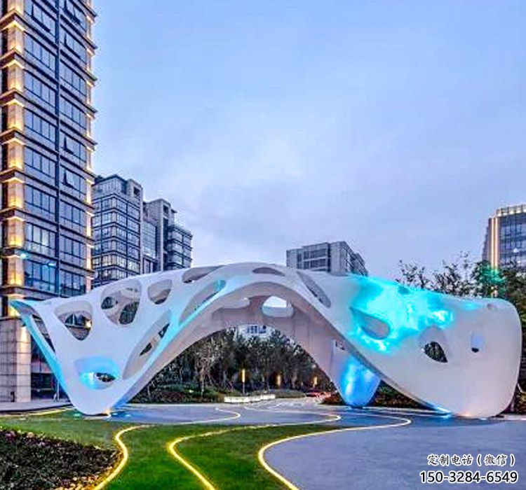 抽象美学景观不锈钢廊架雕塑 抽象美学景观不锈钢廊架雕塑